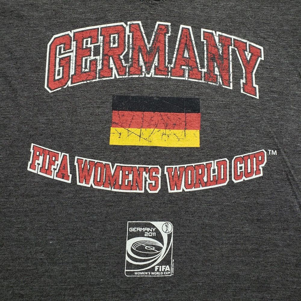 Germany FIFA World Cup Top Womens Medium Gray 2011 Short Sleeve V Neck